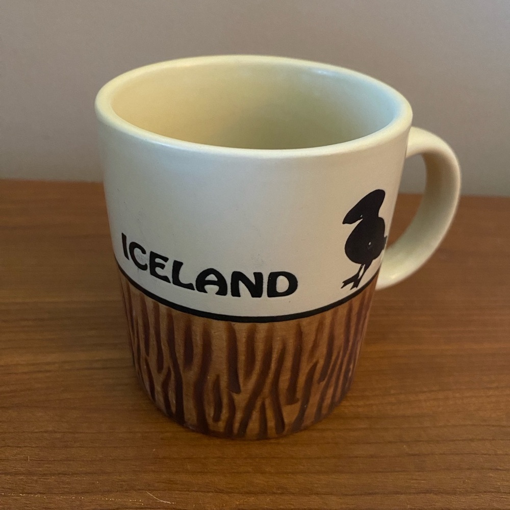 Iceland Puffin Penguin Bird Coffee Mug Tea Cup Stoneware Brown Cream RARE HTF 4”